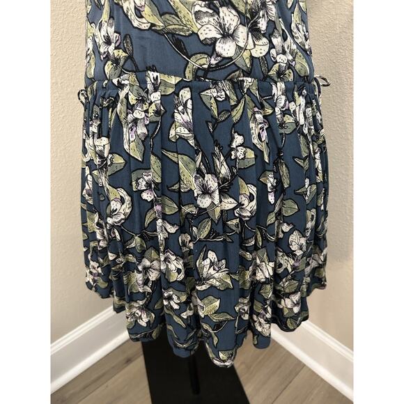 Free People Dear You Blue Floral Lined Mini Dress with pockets Size Small - Picture 8 of 9